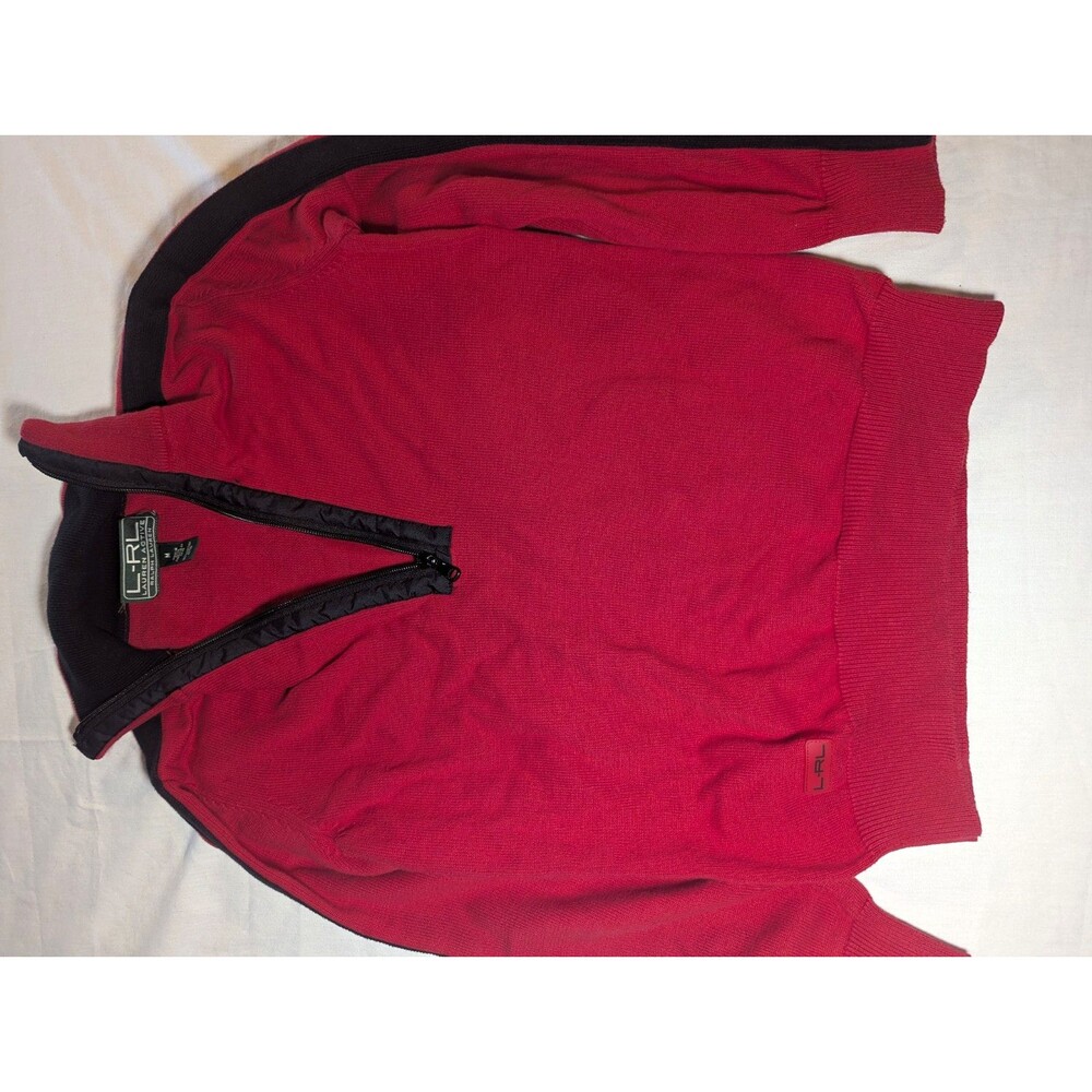 Vintage 90s Ralph Lauren L-RL Lauren Active Red Quarter Zip Pullover M Tag Loose